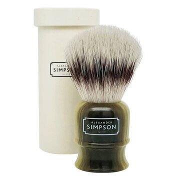 Simpson shaving brush synthetic with travel tube Highbury Faux Horn S