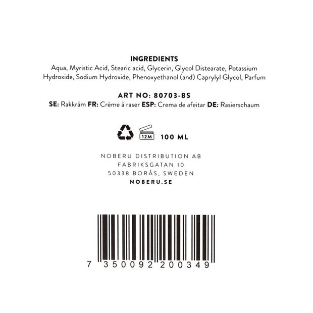 Noberu Of Sweden Sandalwood Shaving Cream