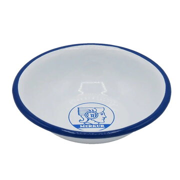 Merkur SHAVING BOWL ENAML WHITE/BLUE, MERKUR LOGO, DIAM.14CM