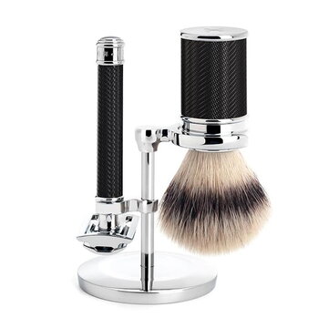 Muehle TRADITIONAL - Pure Badger Shaving brush, safety razor, and stand set