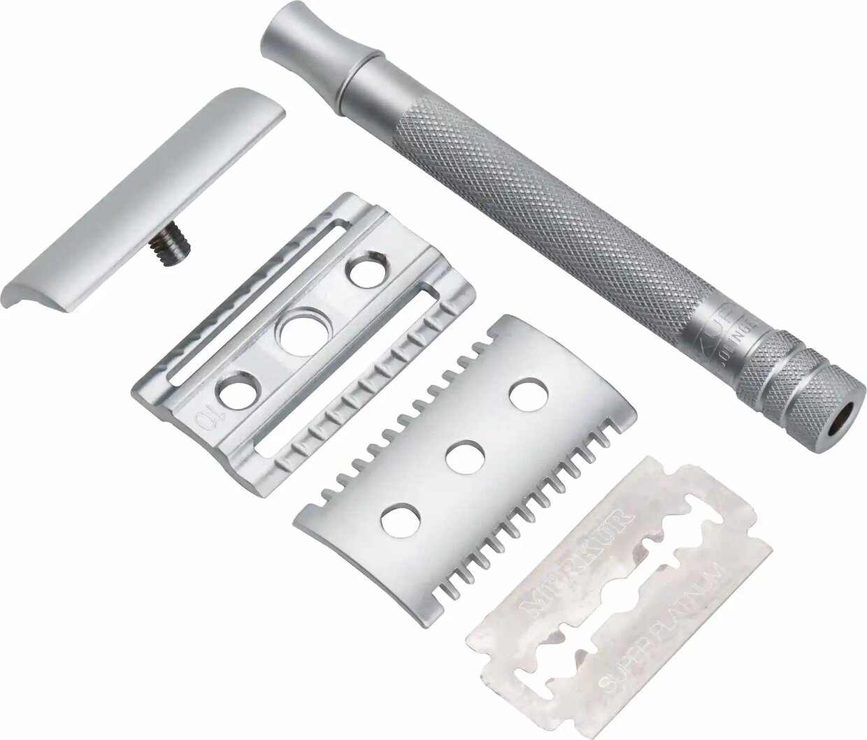 Merkur SAFETY RAZOR 22C SATIN−CHROME−PLATED, straight and open tooth comb 
