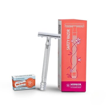 Merkur SAFETY RAZOR 24C LADIES, CHROME−PLATED, EXTRA LONG HANDLE, inkl. 10 blades