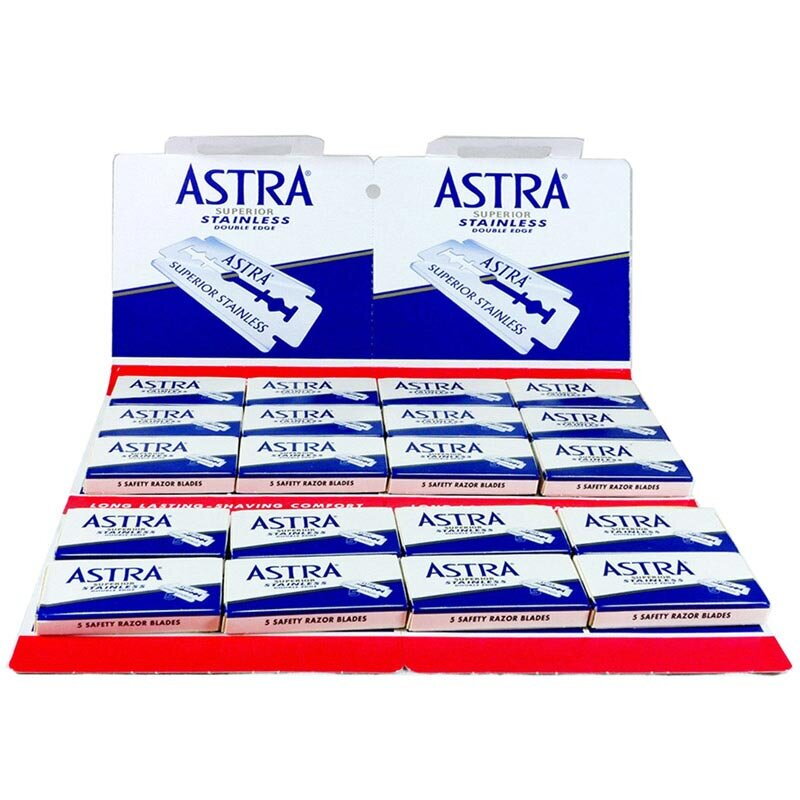 100 double edge razor blades Astra Blu Superior Stainless 