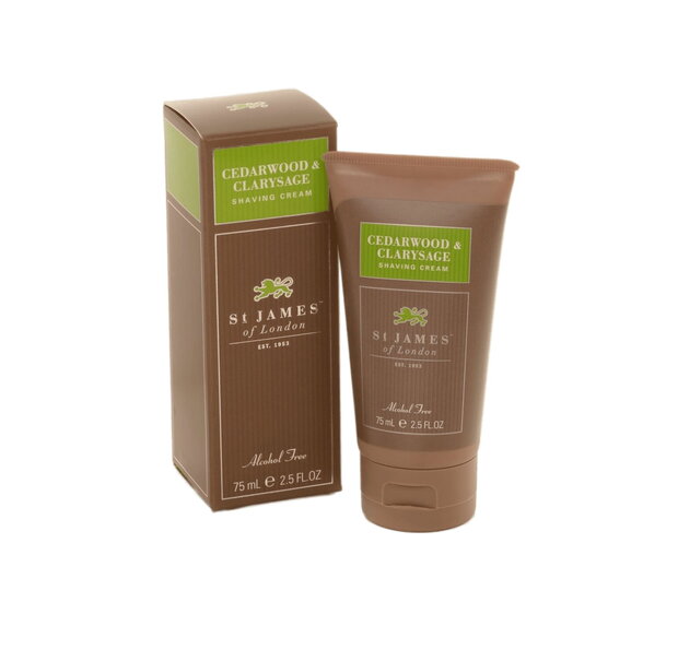 St. James of London Cedarwood & Clarysage Shaving Cream Tube 75ml