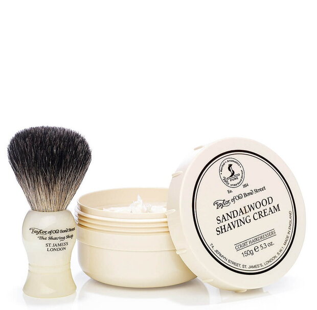 Taylor of Old Bond Street Pure Badger Brush & Sandalwood Bowl Gift Box Set 