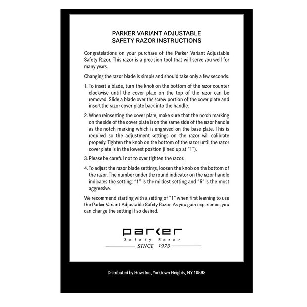 Parker Variant Safety Razor Black Version